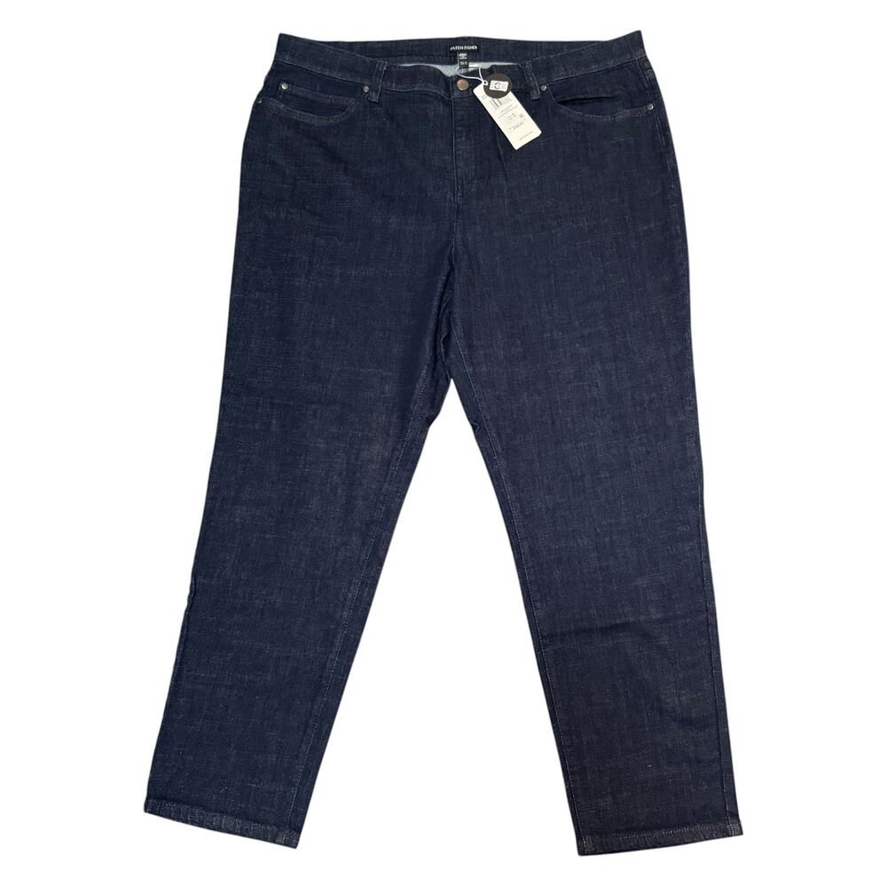 NEW Eileen Fisher High Waisted Slim Ankle Jeans Stretch Denim Pants Blue Size 1X